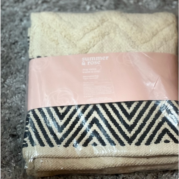 Summer & Rose Cream & Navy Decorative Rug - Picture 2 of 8